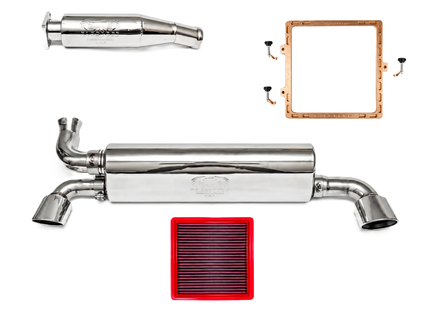 Fabspeed Exhaust Performance Package, Dual Outlet WITHOUT DME Upgrade. Porsche 964 Carrera (1989-1994) - 96411104504, 96411104205, 96411321306, 96411321310, 96411321316, 96411321317, 96411104605 - FS.POR.964.CB, FS.POR.964.ABX, FB197/08, FS.POR.964.MAXD